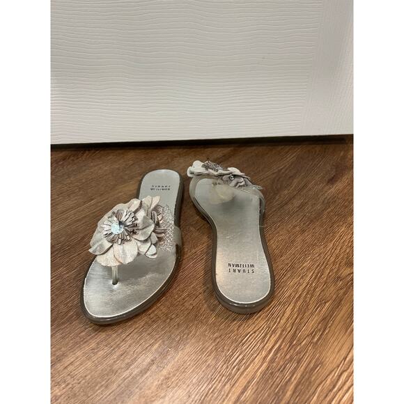 Stuart Weitzman Bloom Silver BigRose Slide Jelly Sandals Women's 7 - Picture 6 of 10